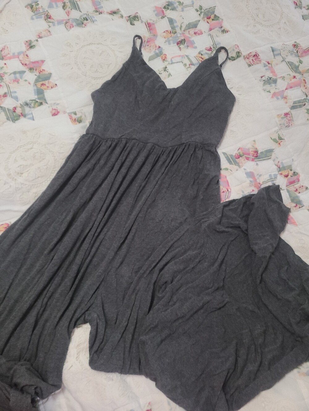 Mustard Seed Charcoal Gray Wide Leg Jumpsuit Strappy Back